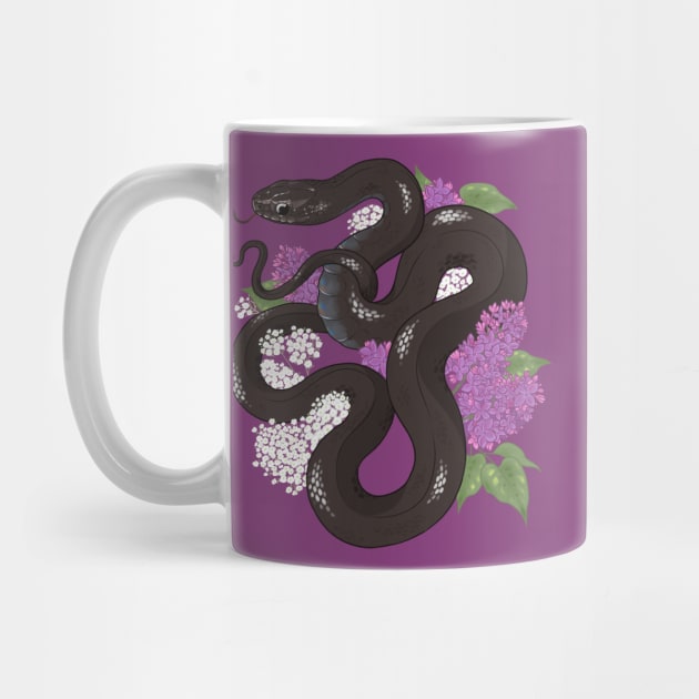 Mexican Black Kingsnake and Lilacs by starrypaige